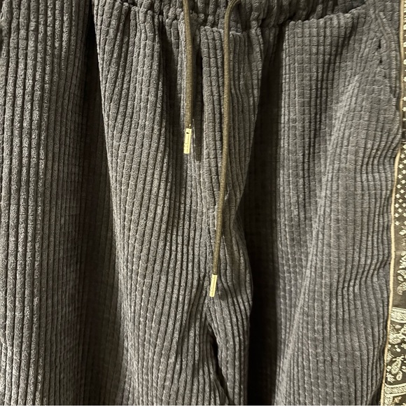 Men's Navy Thick Curdoroy Paisley Patterned Joggers Harem Pants Size Large - Picture 3 of 8